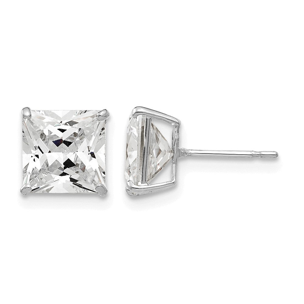14k White Gold 7mm Square CZ Post Earrings