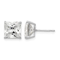 14k White Gold 7mm Square CZ Post Earrings