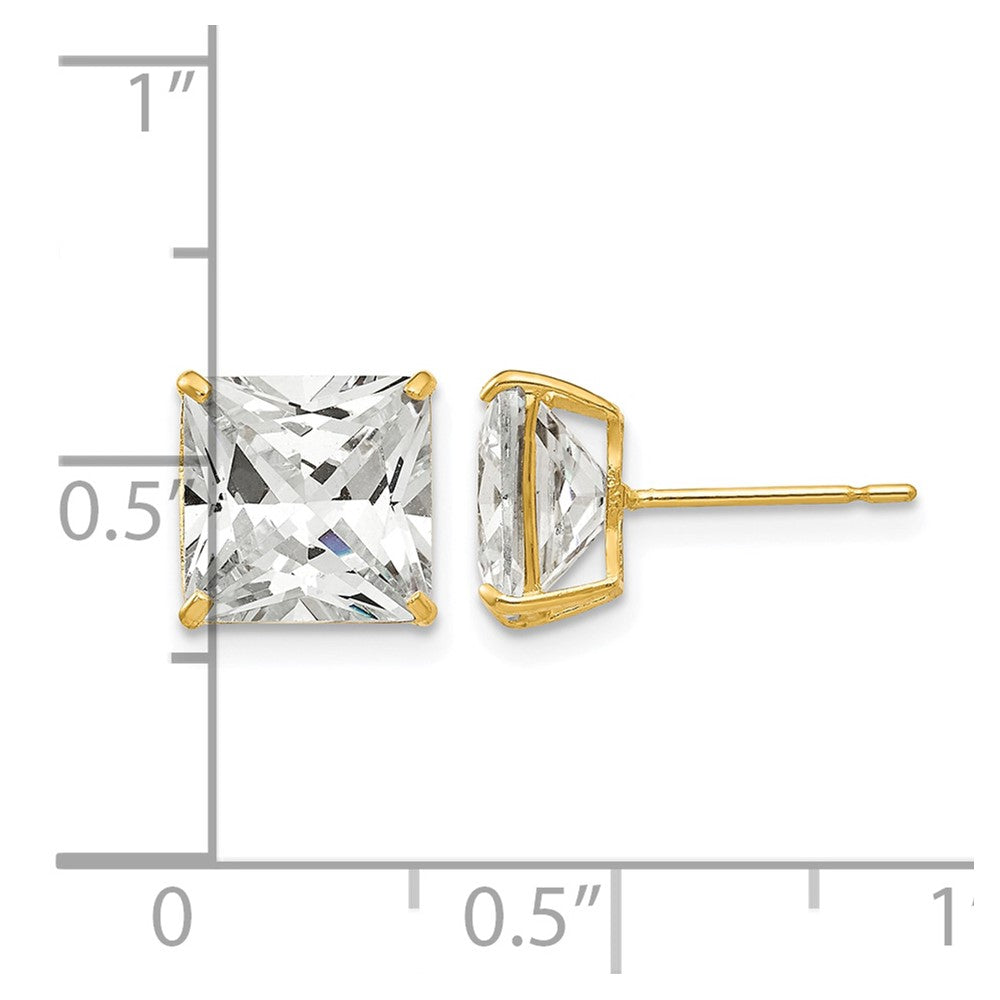 14k 8mm Square CZ Post Earrings