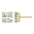 14k 8mm Square CZ Post Earrings