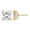 14k 9mm Square CZ Post Earrings