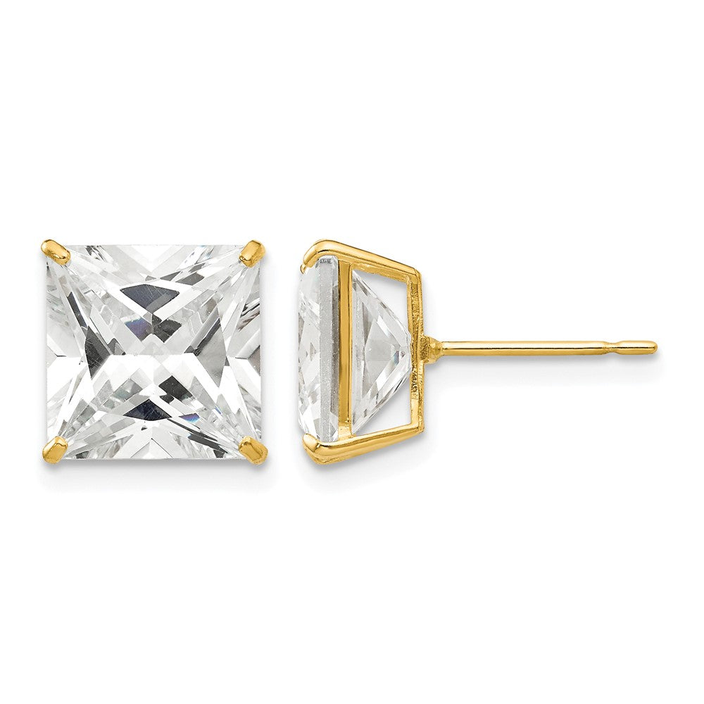 14k 9mm Square CZ Post Earrings