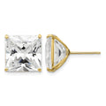 14k 11mm Square CZ Post Earrings