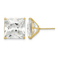 14k 12mm Square CZ Post Earrings