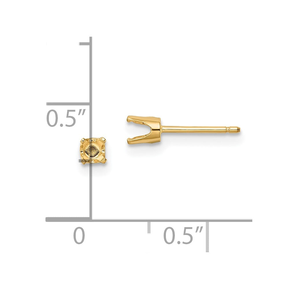 14k 3.5mm Round Stud Earring Mounting w/backs