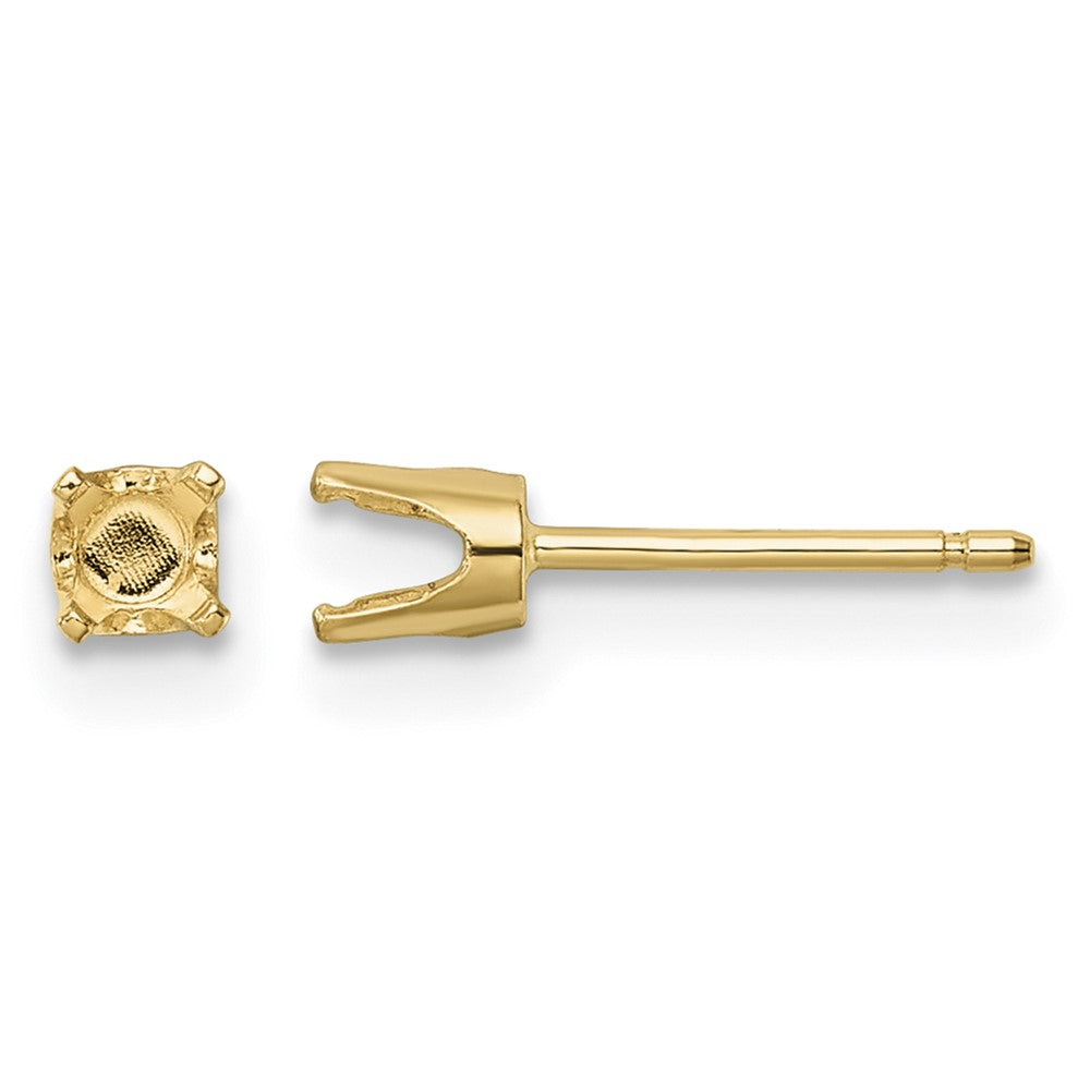 14k 3.5mm Round Stud Earring Mounting w/backs