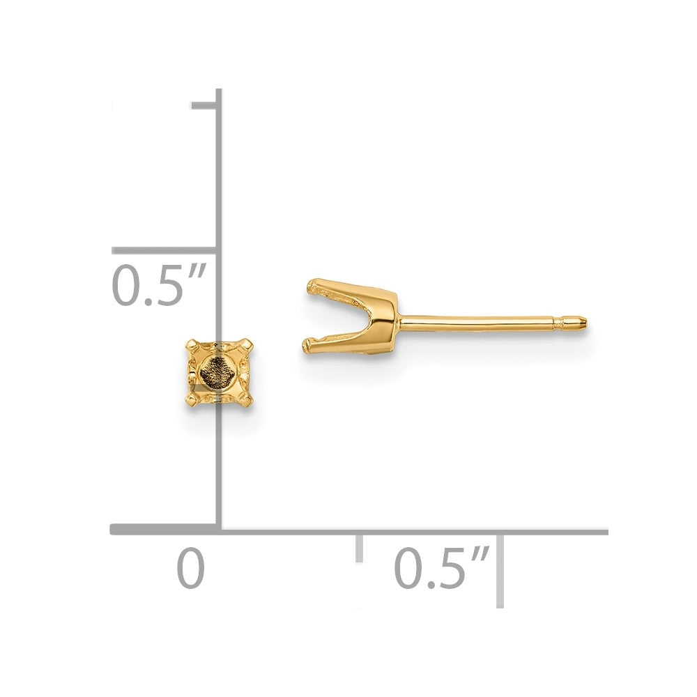 14k 3.75mm Round Stud Earring Mounting w/backs