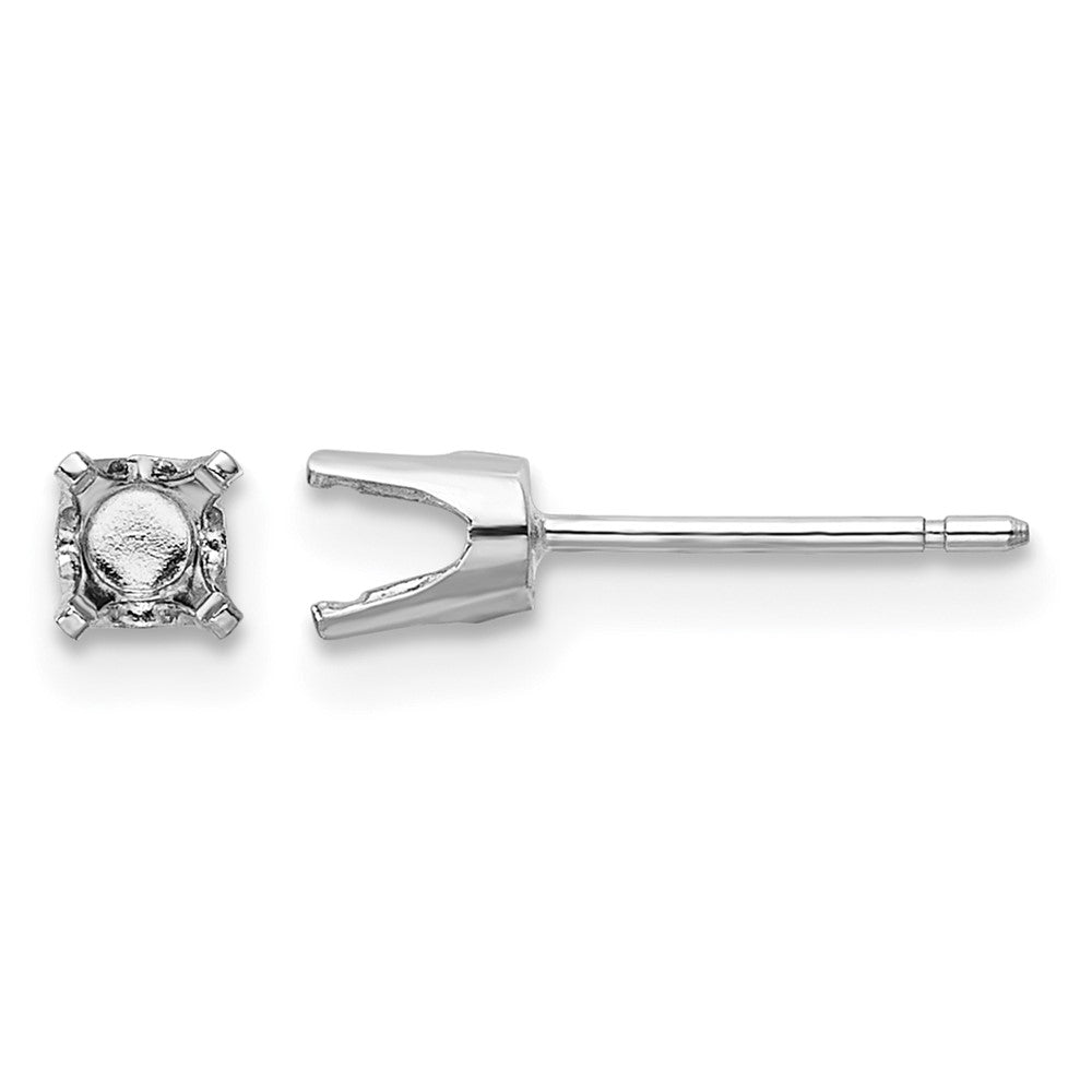 14k White Gold 3.75mm Round Stud Earring Mounting w/backs
