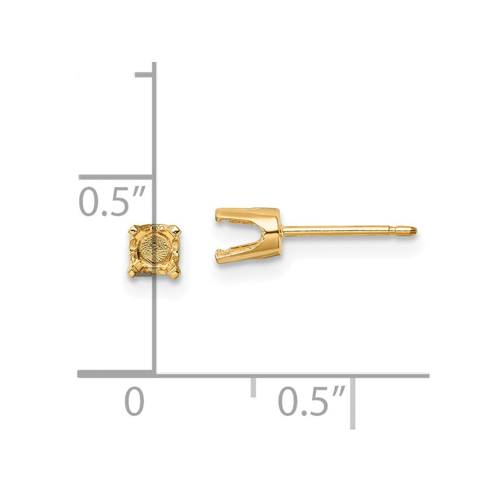 14k 4mm Round Stud Earring Mounting w/backs