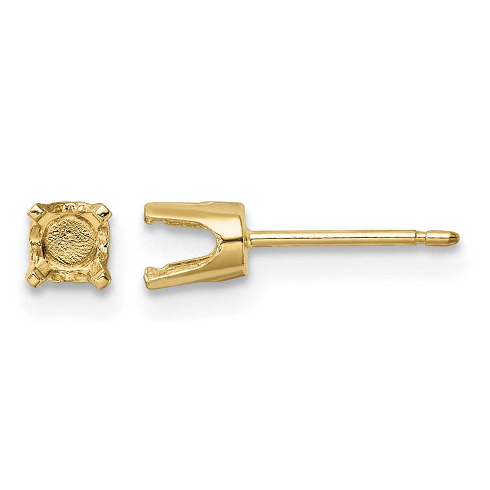 14k 4mm Round Stud Earring Mounting w/backs