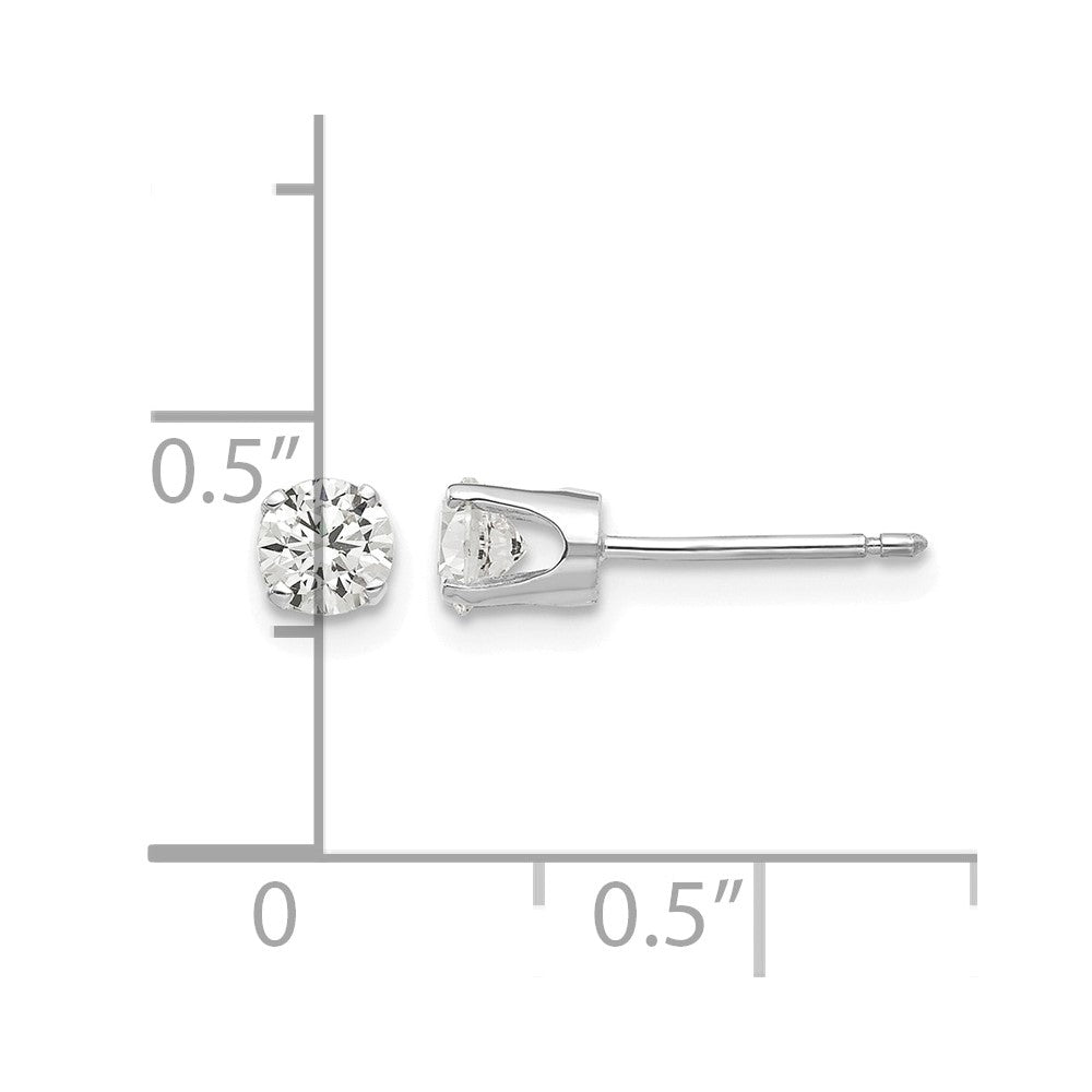 14k White Gold 4mm CZ stud earrings