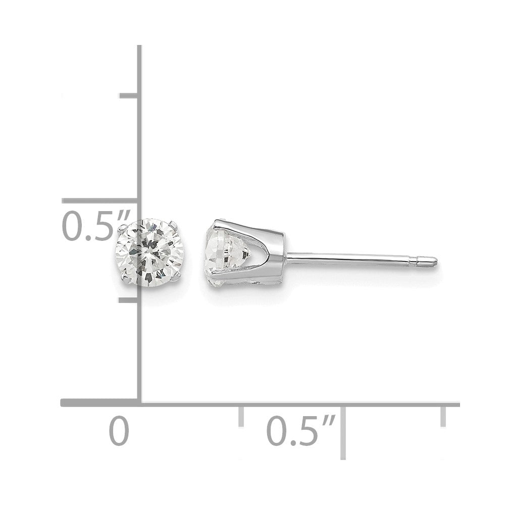 14k White Gold 4.25mm CZ stud earrings