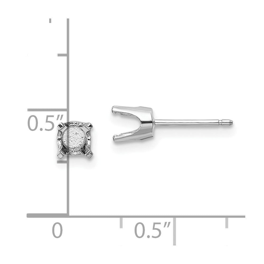 14k White Gold 4.5mm Round Stud Earring Mounting w/backs