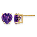 14k 8mm Heart Amethyst earring