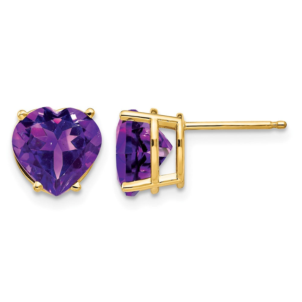 14k 8mm Heart Amethyst earring