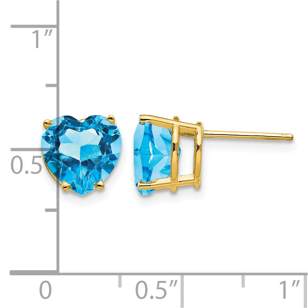 14k 8mm Heart Blue Topaz earring