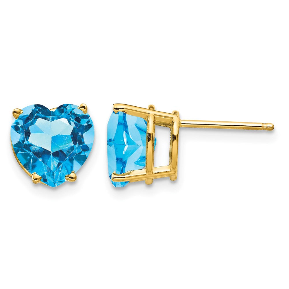 14k 8mm Heart Blue Topaz earring