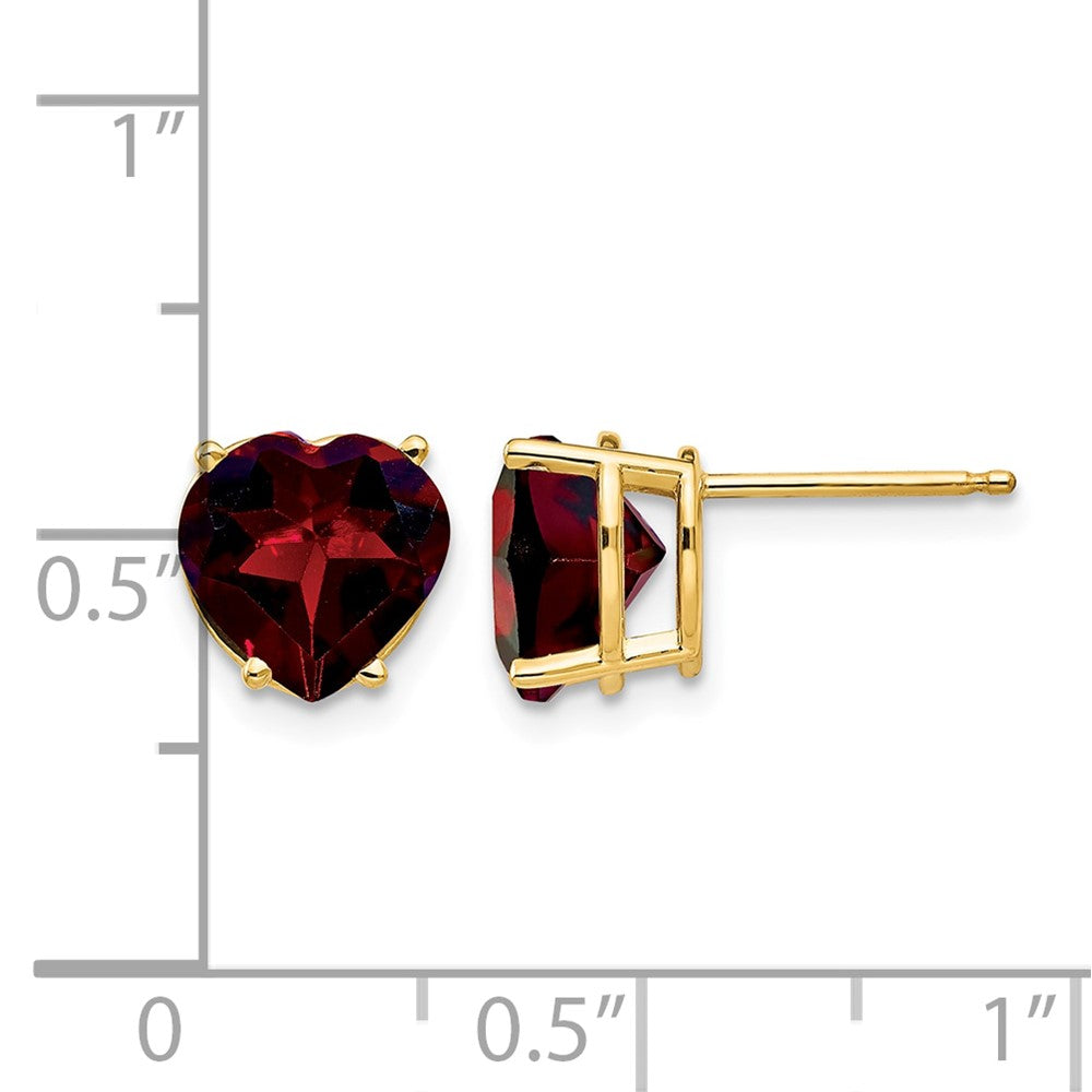 14k 8mm Heart Garnet earring
