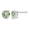 14kw 8mm Heart Green Quartz Earring