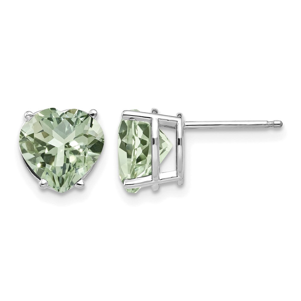 14kw 8mm Heart Green Quartz Earring