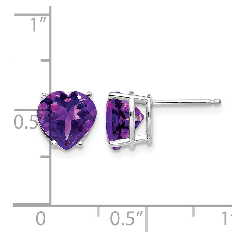 14k White Gold 8mm Heart Amethyst earring