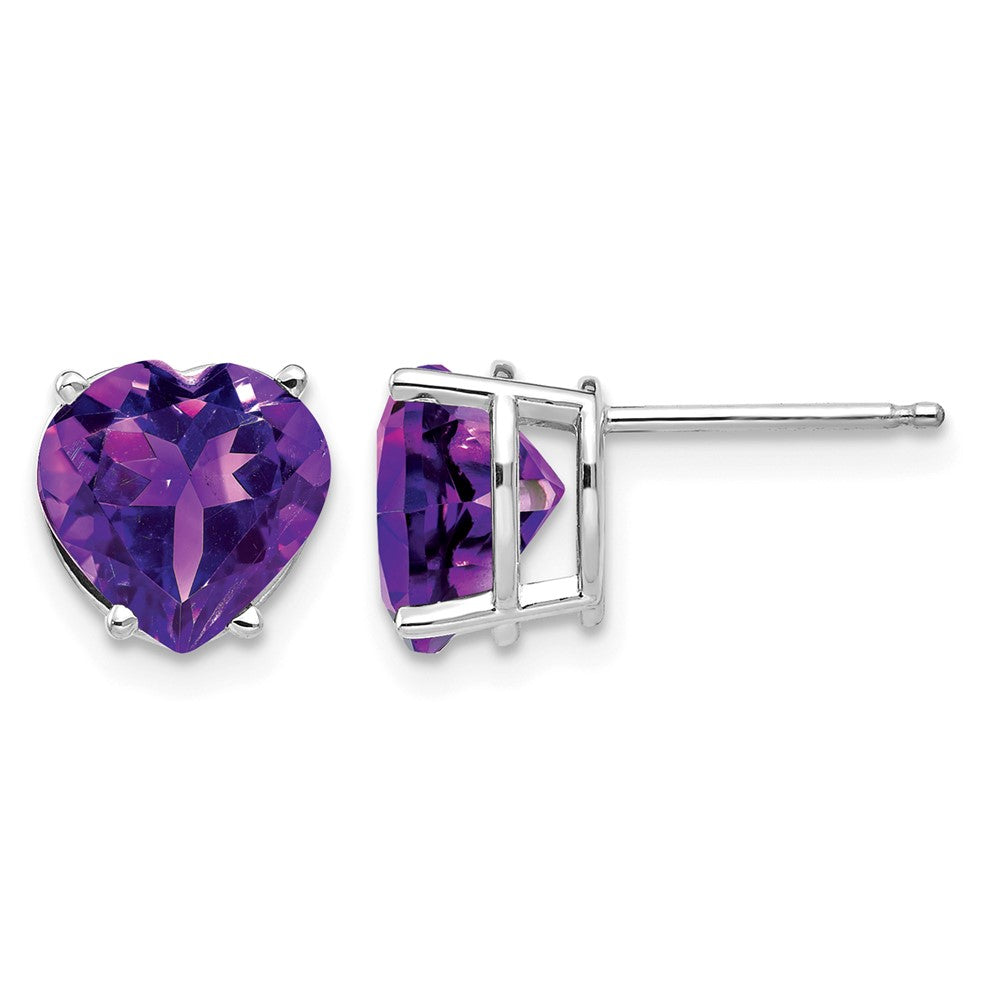 14k White Gold 8mm Heart Amethyst earring