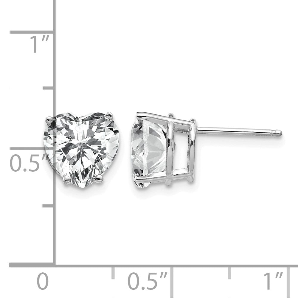 14k White Gold 8mm Cubic Zirconia Heart Stud Earrings