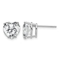 14k White Gold 8mm Cubic Zirconia Heart Stud Earrings