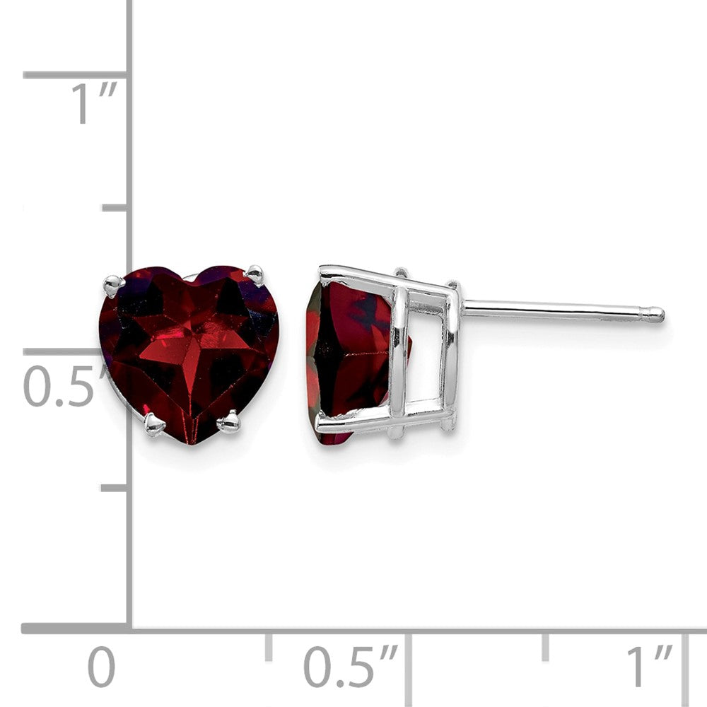 14k White Gold 8mm Heart Garnet earring
