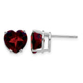 14k White Gold 8mm Heart Garnet earring