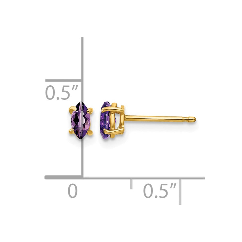 14k 5x2.5mm Marquise Amethyst earring