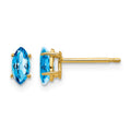 14k Blue Topaz marquis stud earring
