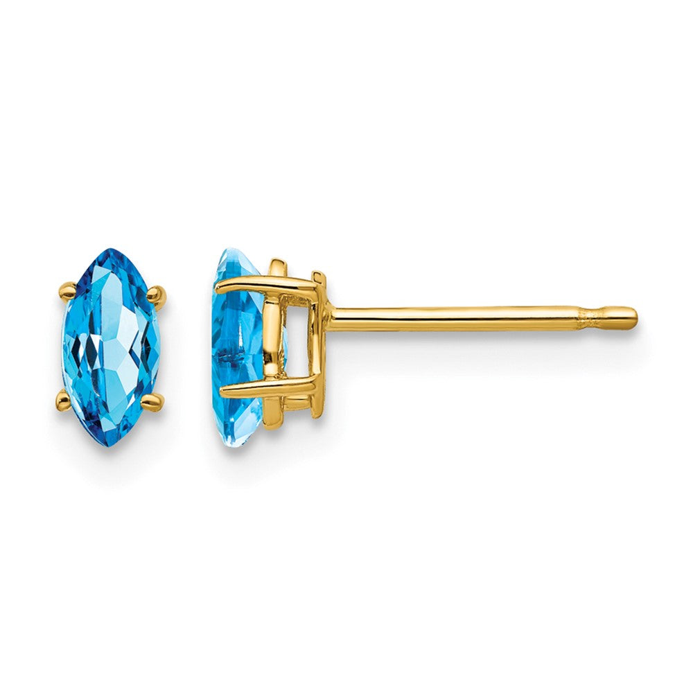 14k Blue Topaz marquis stud earring