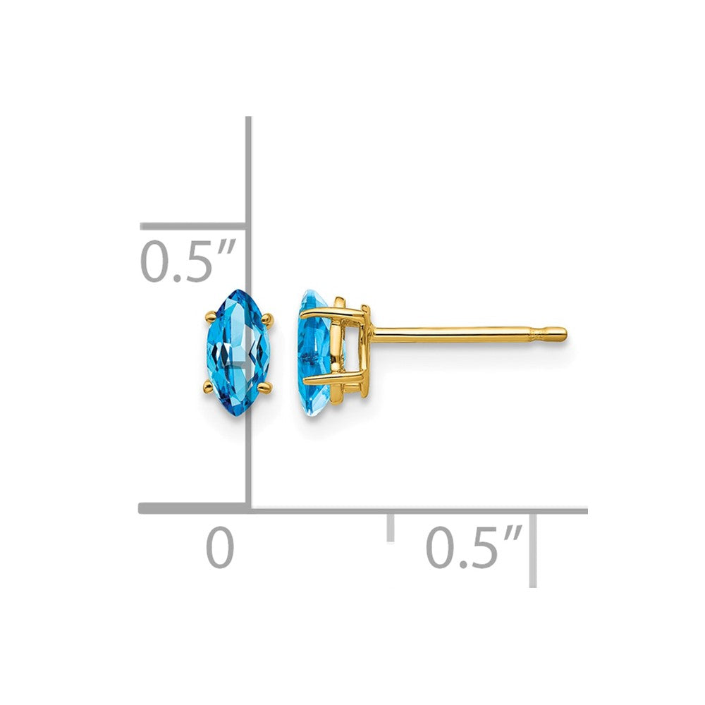 14k 6x3mm Marquise Blue Topaz earring