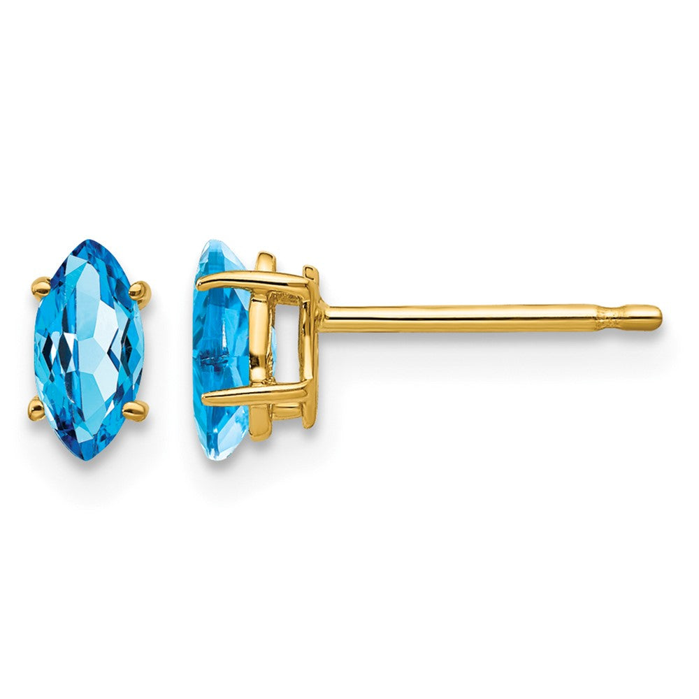 14k 6x3mm Marquise Blue Topaz earring