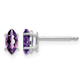 14k White Gold 6x3mm Amethyst Marquise Stud Earrings