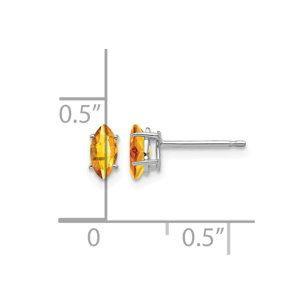 14k White Gold 6x3mm Citrine Marquise Stud Earrings