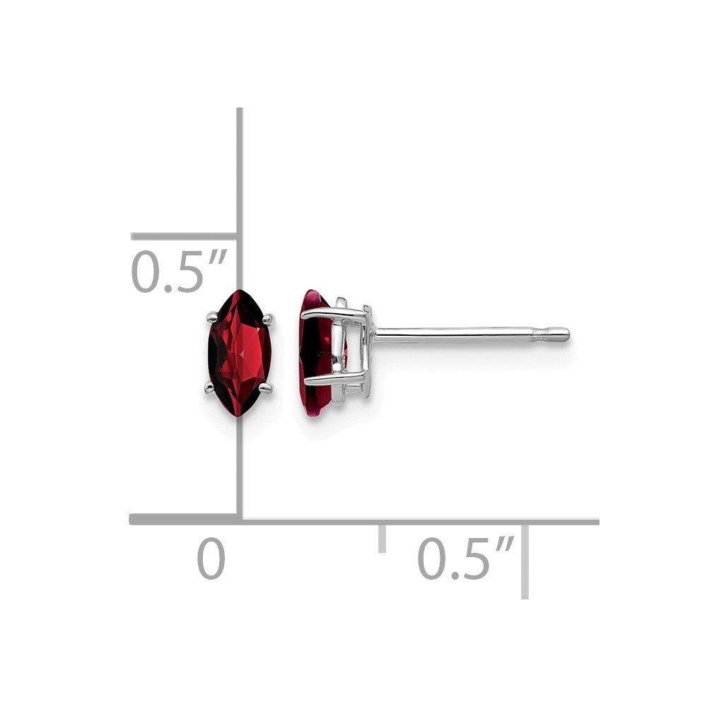 14k White Gold Garnet Marquise Stud Earring