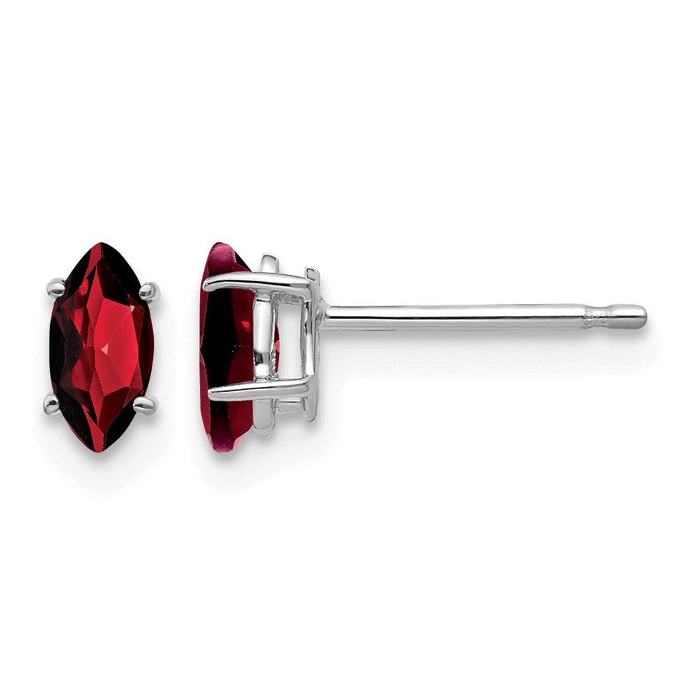14k White Gold Garnet Marquise Stud Earring