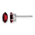14k White Gold Garnet Marquise Stud Earring