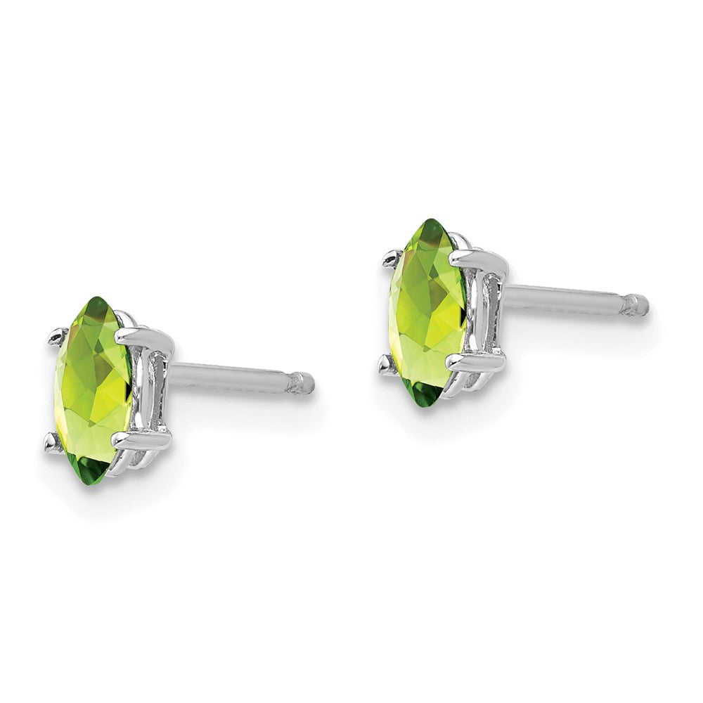 14k White Gold 6x3mm Marquise Peridot earring