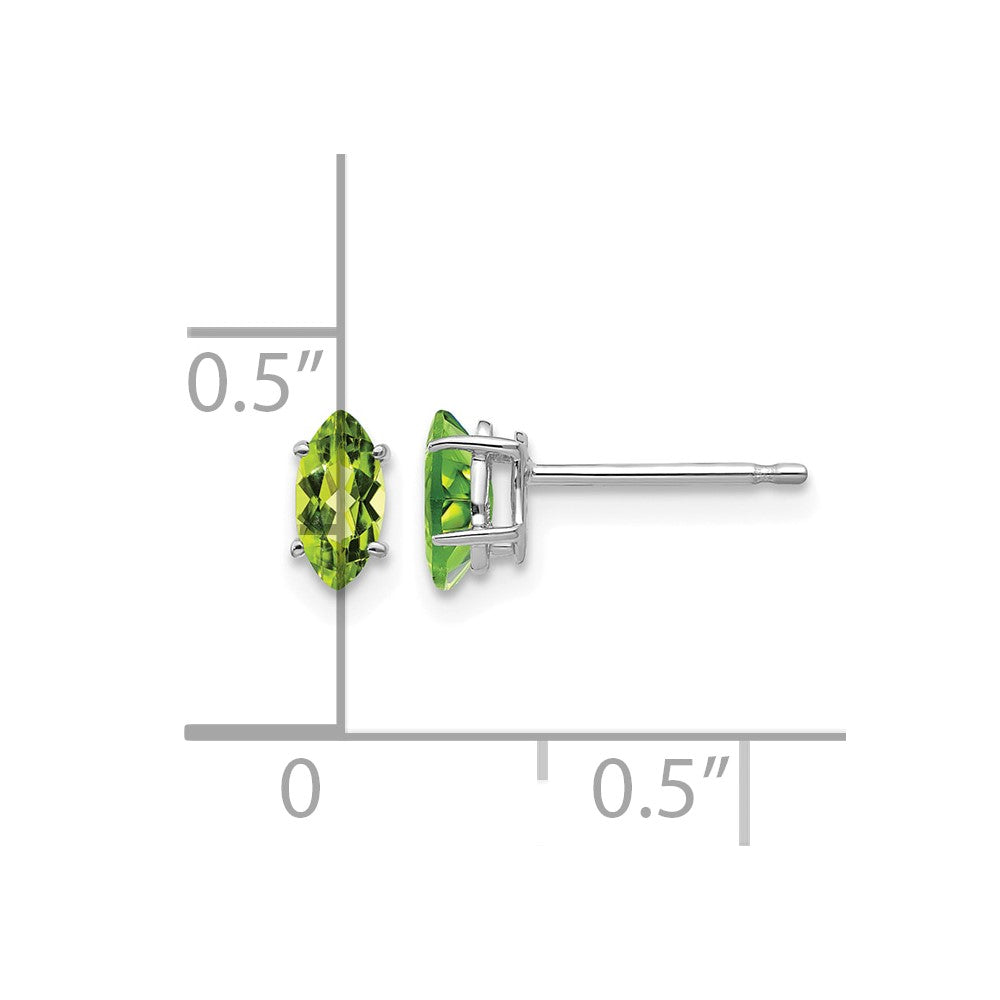 14k White Gold 6x3mm Marquise Peridot earring