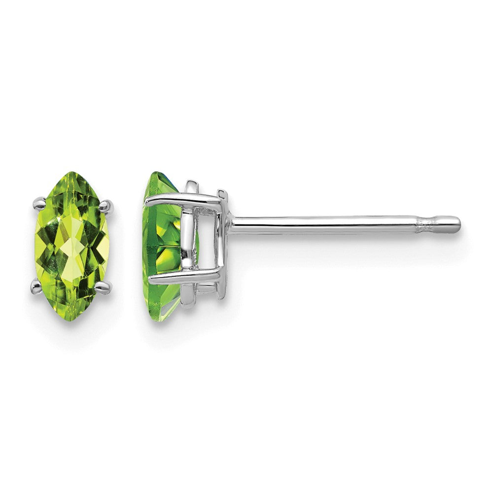 14k White Gold 6x3mm Marquise Peridot earring