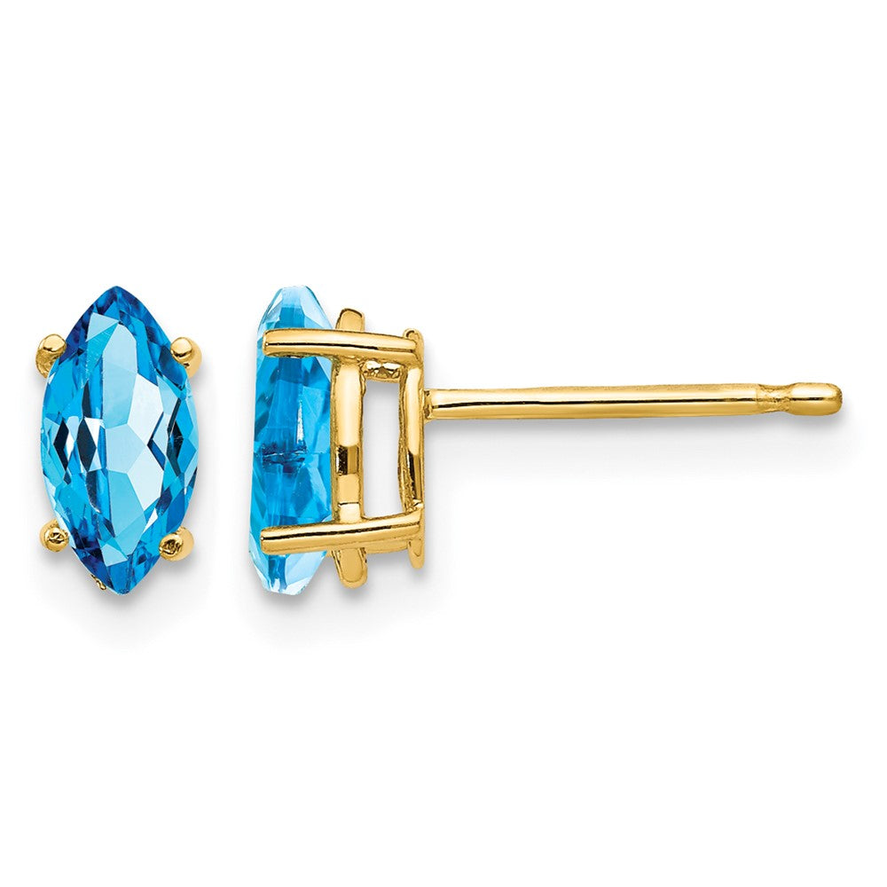 14k 7x3.5mm Marquise Blue Topaz earring
