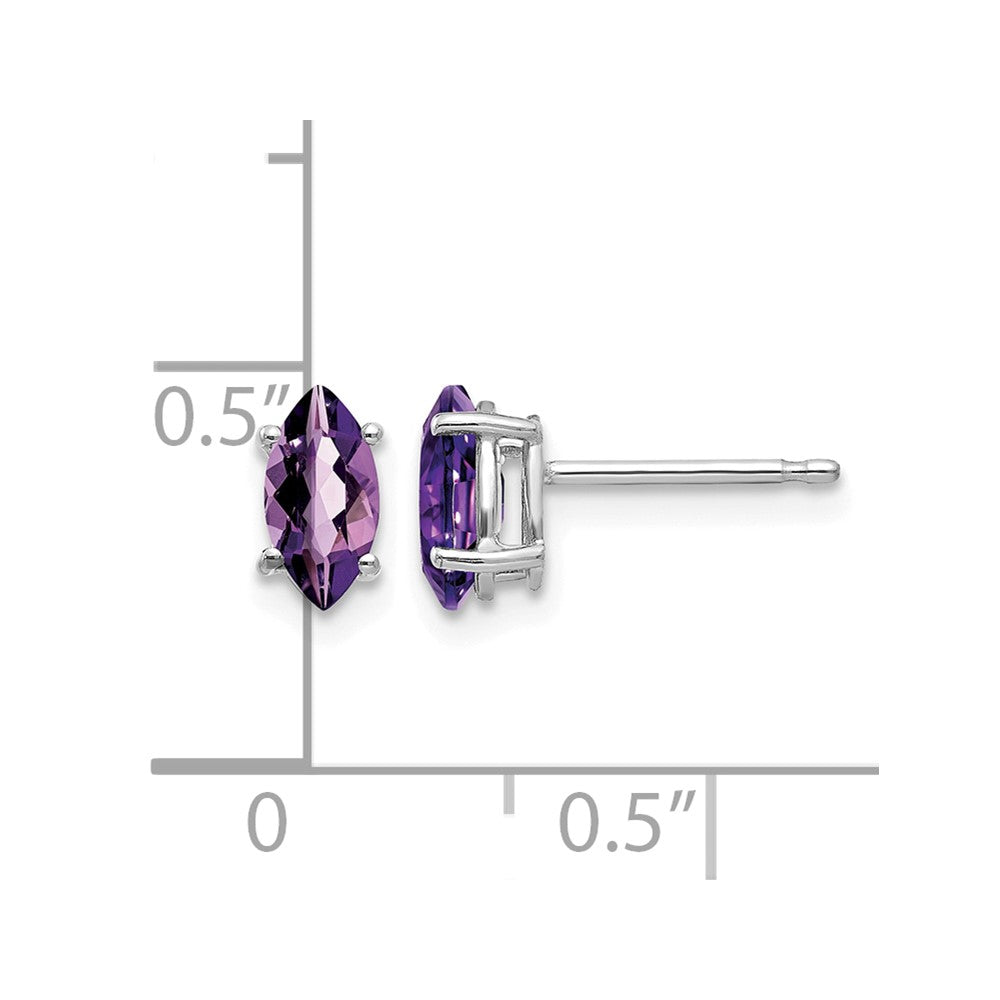 14k White Gold 7x3.5mm Marquise Amethyst earring