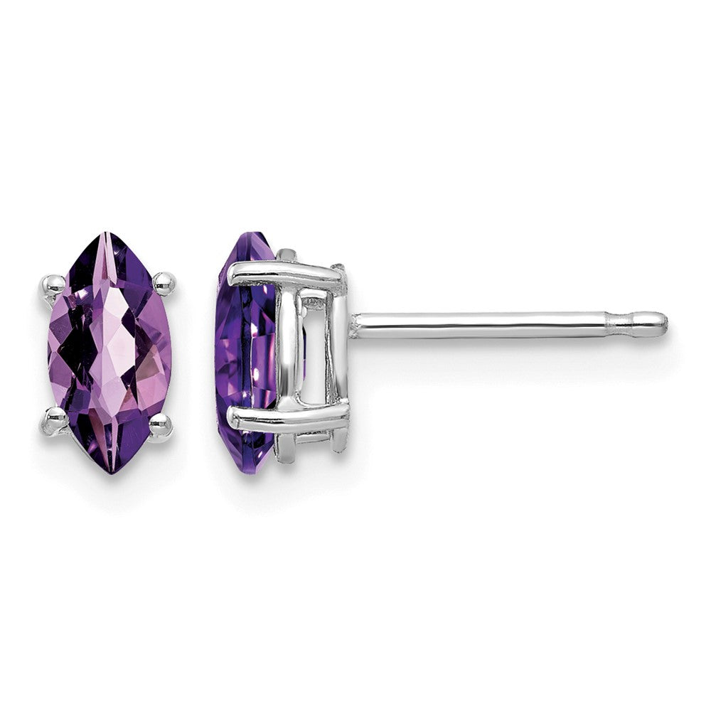 14k White Gold 7x3.5mm Marquise Amethyst earring