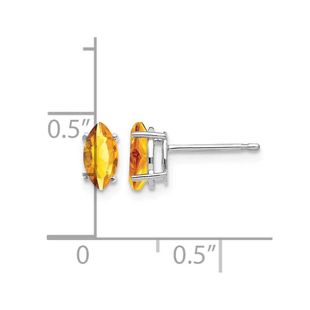 14k White Gold 7x3.5mm Marquise Citrine earring