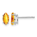 14k White Gold 7x3.5mm Marquise Citrine earring