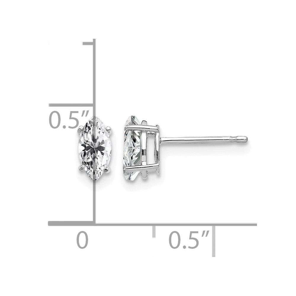 14k White Gold 7x3.5mm CZ Marquise Stud Earring