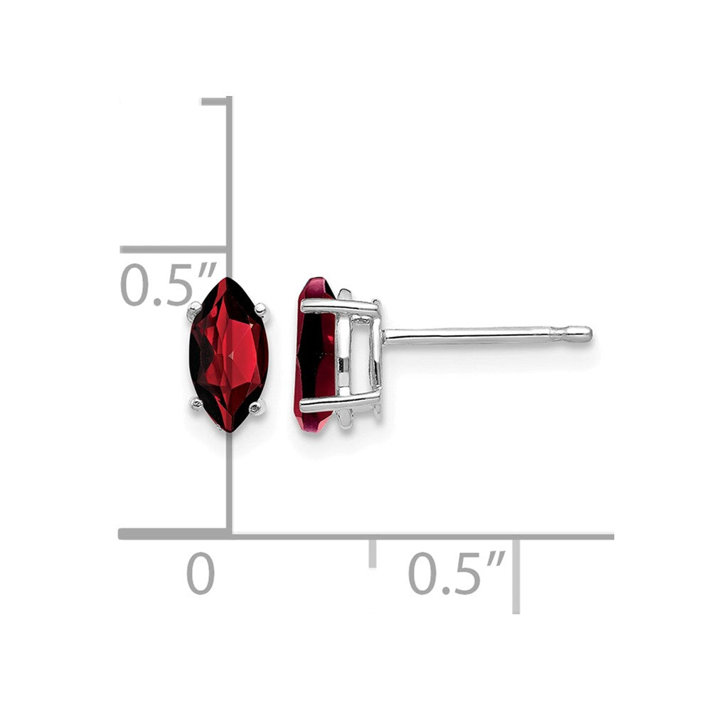 14k White Gold 7x3.5mm Marquise Garnet earring